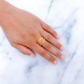 Classy Netted Three-Tone 22k Gold Ring