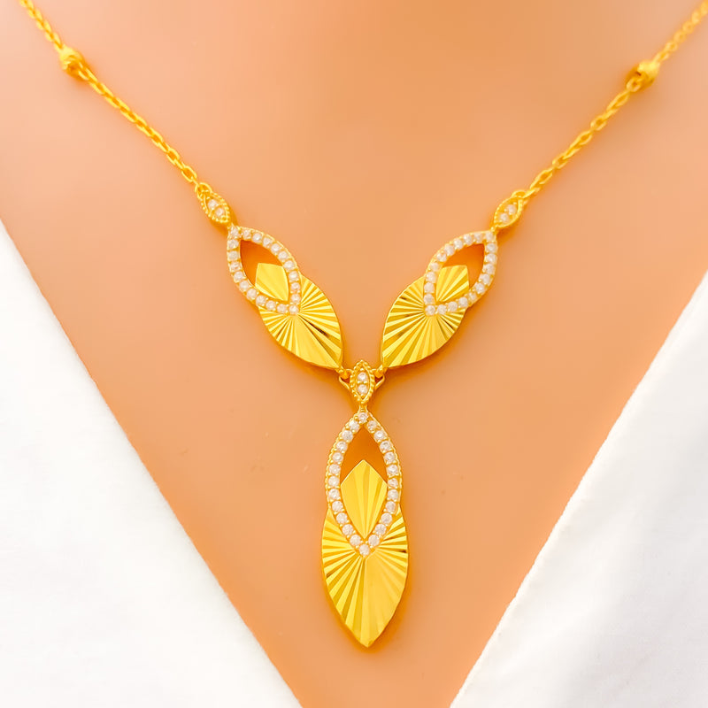Palatial CZ Marquise Leaf Necklace Set w/ Bracelet & Ring