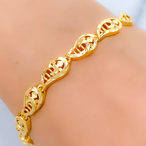 Unique Sparkling Paisley 22k Gold Bracelet