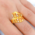 Modern Spiraling Squares Two-Tone 22k Gold Ring