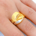 Contemporary Asymmetrical Sand Finish 22k Gold Ring