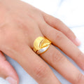 Contemporary Asymmetrical Sand Finish 22k Gold Ring