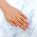 Intricate Beaded Two-Tone 22k Gold Ring