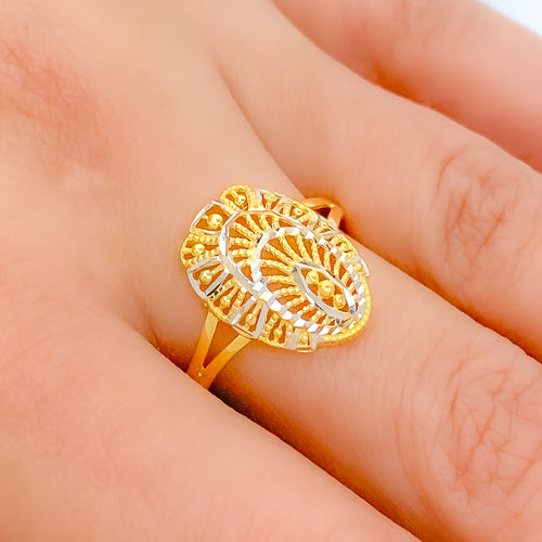 Intricate Beaded Two-Tone 22k Gold Ring