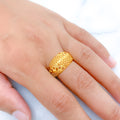 Upscale Contemporary Matte 22k Gold Finish Ring