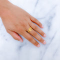 Chic Lustrous Tier 22k Gold Ring