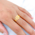 Chic Lustrous Tier 22k Gold Ring