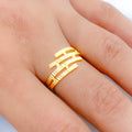 Chic Lustrous Tier 22k Gold Ring