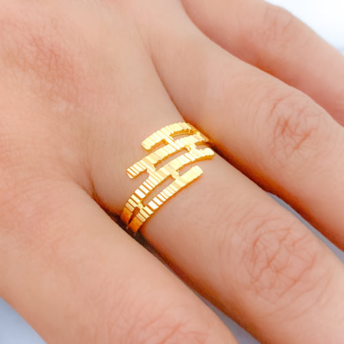Chic Lustrous Tier 22k Gold Ring