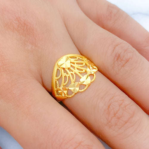 Dainty Bright Heart Adorned 22k Gold Ring