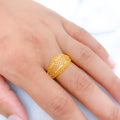 Contemporary Geometric 22k Gold Mesh Ring