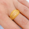 Contemporary Geometric 22k Gold Mesh Ring