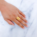 Jazzy Sparkling Leaf 22k Gold Ring