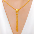Fabulous Heart & Tassel 22k Gold Necklace Set