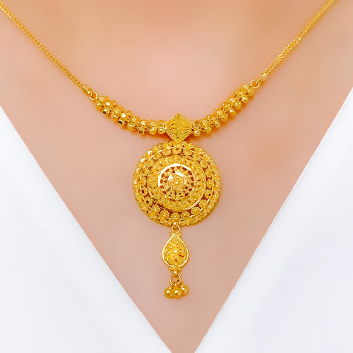 Radiant Round Paisley 22k Gold Necklace Set