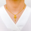 Intricate Mesh Pear Drop 22k Gold Necklace Set