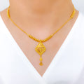 Classic Striped Tassel 22k Gold Necklace Set