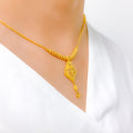 Classic Striped Tassel 22k Gold Necklace Set