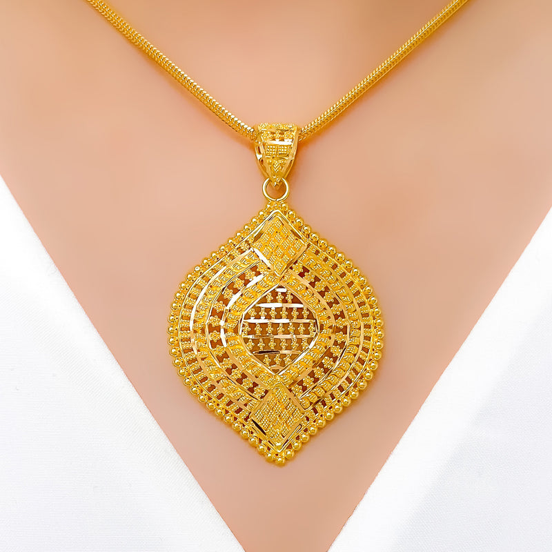 Classy Beaded Pendant 22k Gold Set