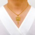 Chic Square Pendant 22k Gold Set