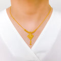 Refined V-Shaped Floral 22k Gold Necklace Set