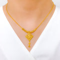 Refined V-Shaped Floral 22k Gold Necklace Set