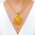 Regal Floral Dome 22k Gold Pendant Set