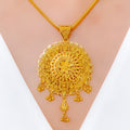 Regal Floral Dome 22k Gold Pendant Set