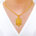 Palatial Reflective Striped 22k Gold Pendant Set