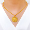 Elevated Layered Mandala 22k Gold Pendant Set