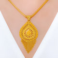 Elegant Chandelier Drop 22k Gold Pendant Set