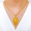 Elegant Chandelier Drop 22k Gold Pendant Set