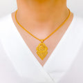 Reflective Draped Chandelier 22k Gold Pendant Set