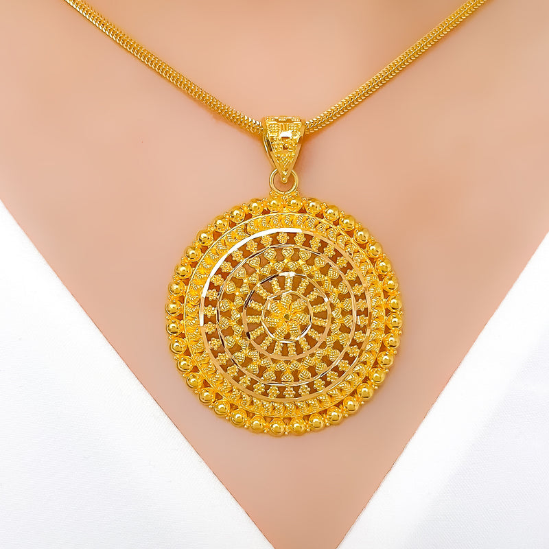 Shining Dome Pendant 22k Gold Set