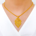 Reflective Draped Chandelier 22k Gold Pendant Set