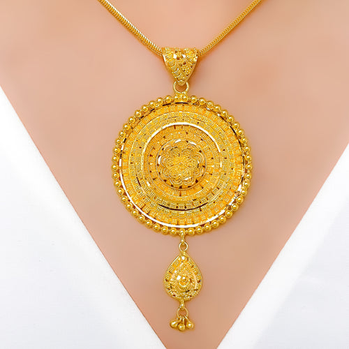 Exclusive Regal Flower Pendant 22k Gold Set