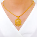 Classy Dome Paisley 22k Gold Pendant Set