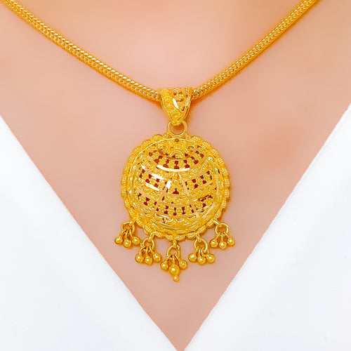 Classy Dome Paisley 22k Gold Pendant Set