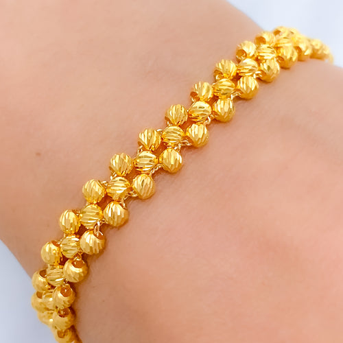 Elegant Striped 22k Gold Ball Bracelet