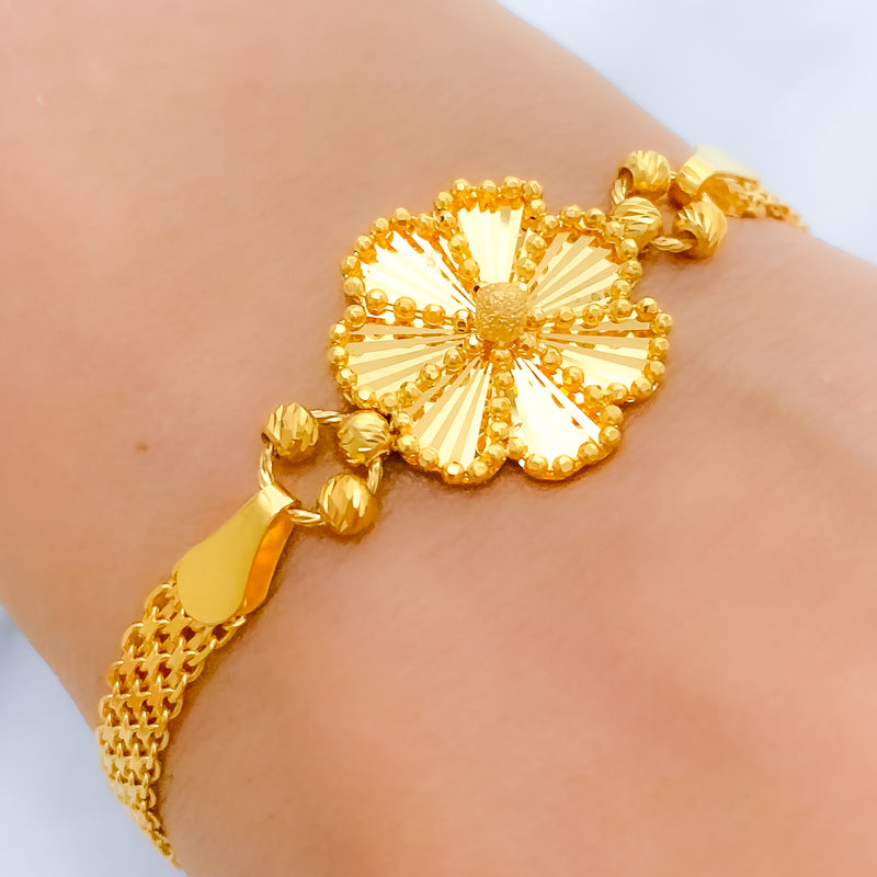 Leaf Unicorn Flower Bracelet 3.35 Grams - Personalised Kids Gold Jewellery  - Doodles by Purvi