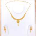 Diamond Shaped Lightweight 22k Gold Necklace Set