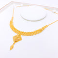 Diamond Shaped Lightweight 22k Gold Necklace Set