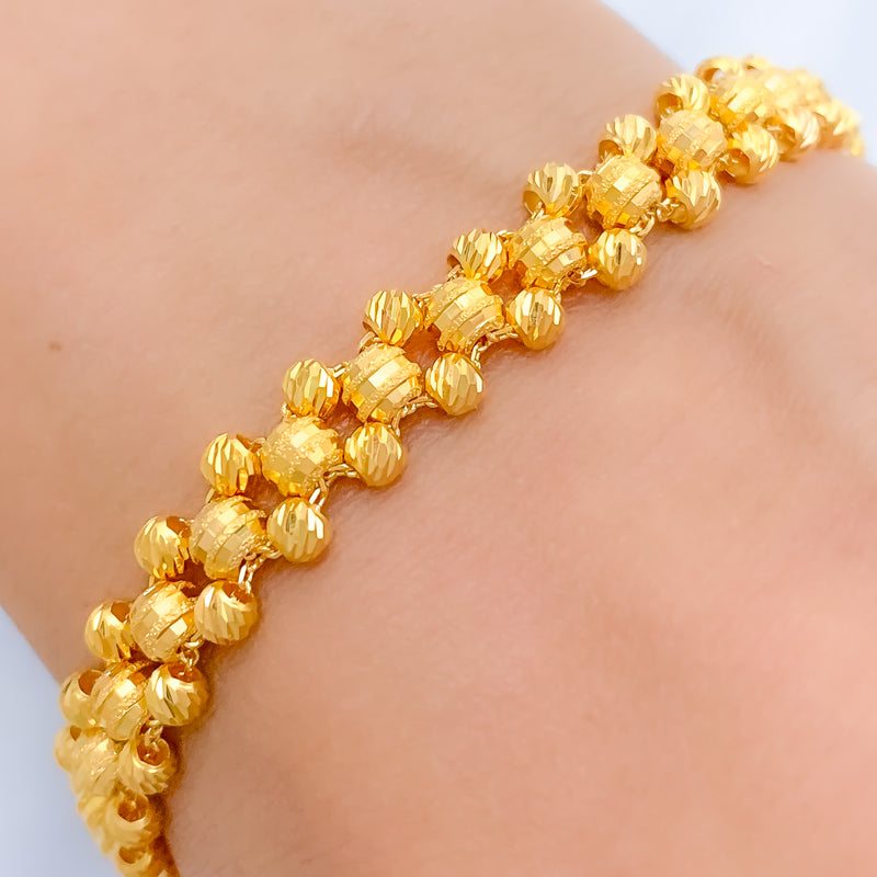 Bold Interlinked Ball 22k Gold Bracelet