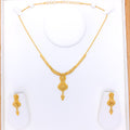 Beaded Floral Multi-Drop 22k Gold Necklace Set