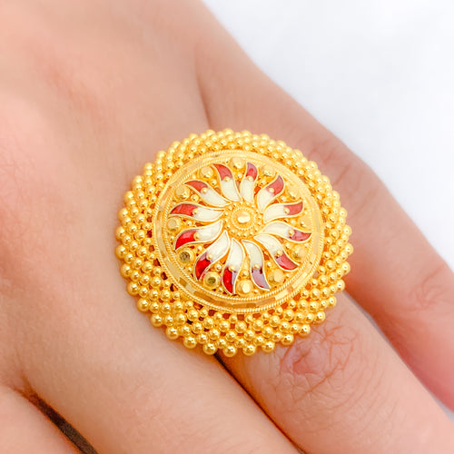 Tasteful Blooming Meena Ring