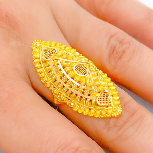 Elongated Mesh Marquise Ring