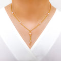 Elegant Pink Pearl Hanging Necklace 22k Gold 