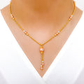 Elegant Pink Pearl Hanging Necklace 22k Gold 