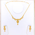 Ornate Beaded Drape 22k Gold Necklace Set