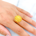 Ornate Beaded 22k Gold Flower Ring